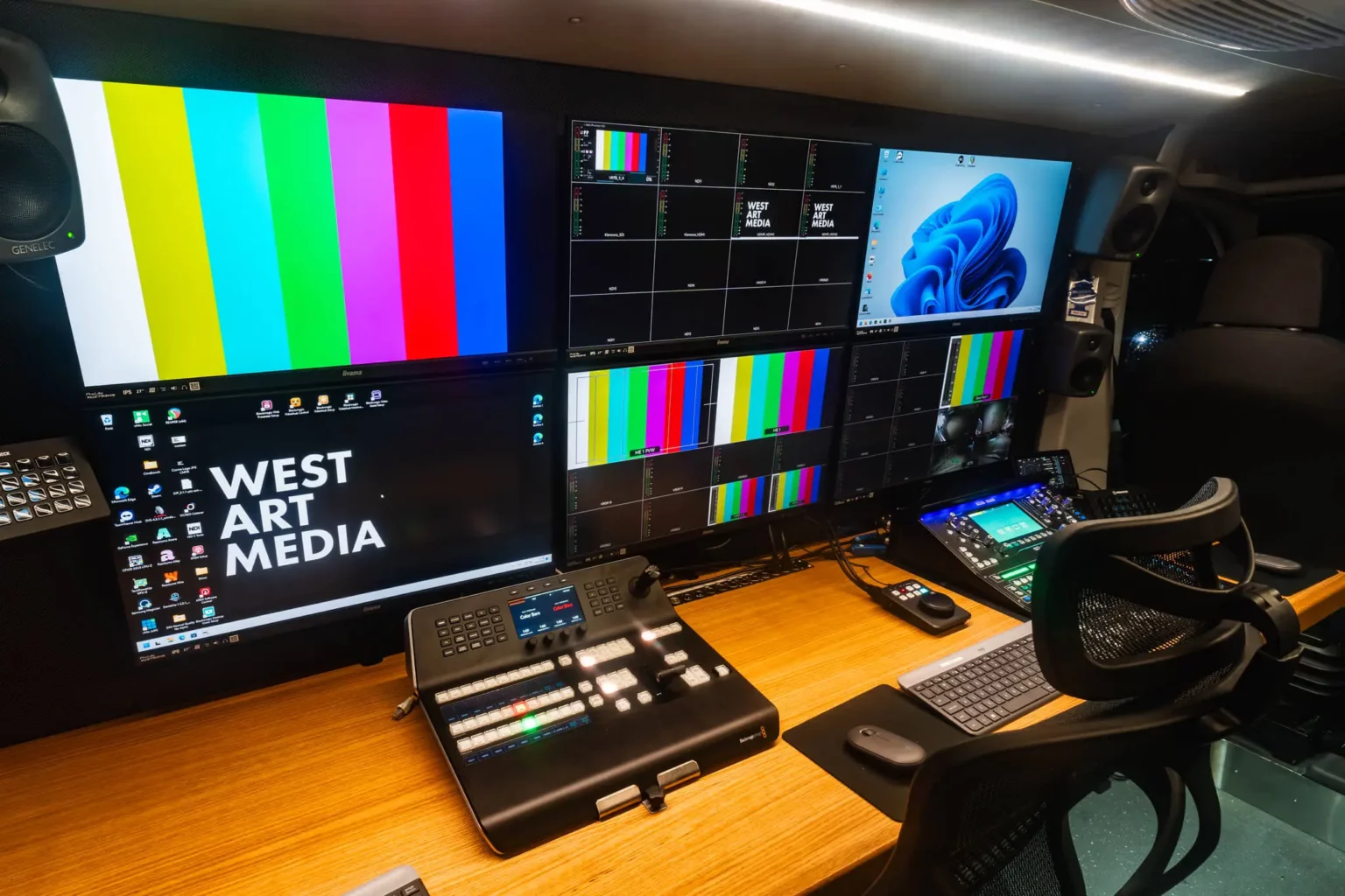 Technicy West Art Media pracujący na wozie transmisyjnym